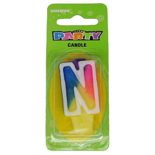 Rainbow Alphabet Candle - N