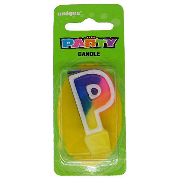 Rainbow Alphabet Candle - P