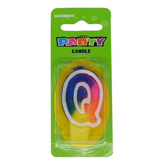 Rainbow Alphabet Candle - Q