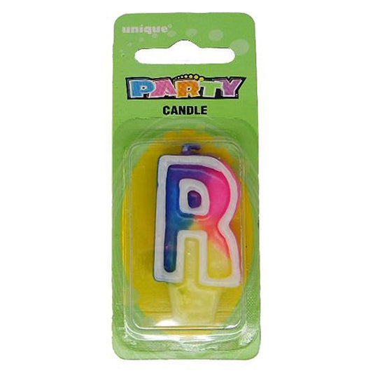 Rainbow Alphabet Candle - R