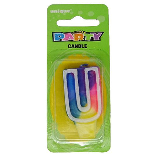 Rainbow Alphabet Candle - U