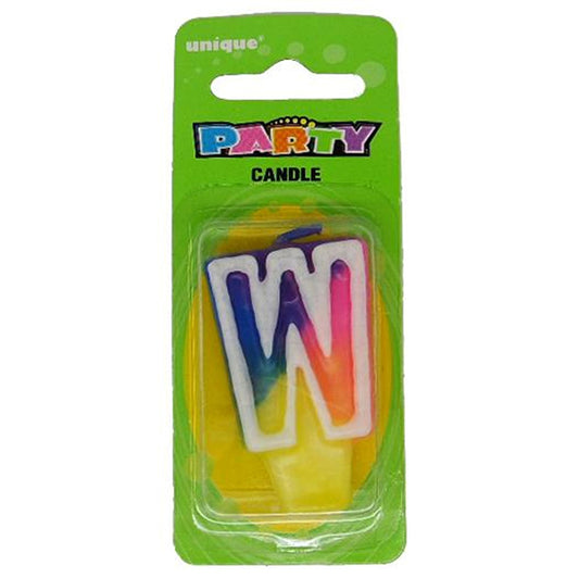 Rainbow Alphabet Candle - W