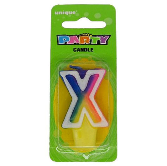 Rainbow Alphabet Candle - X