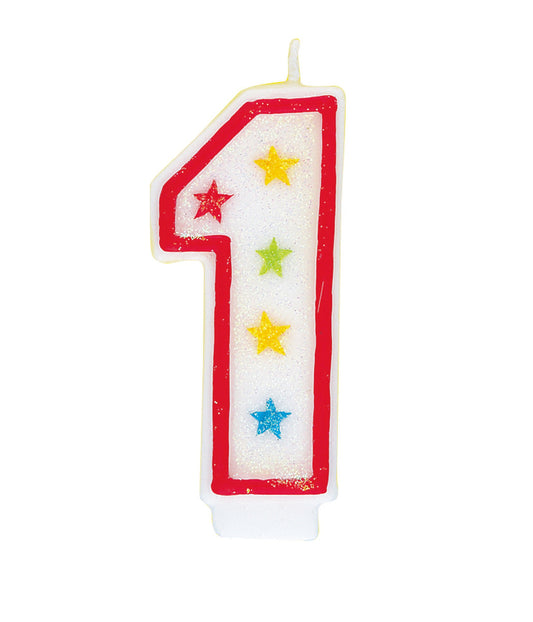 Numeral Candle with Happy Birthday Cake Topper - 1