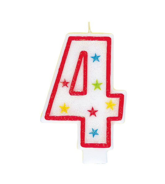 Numeral Candle with Happy Birthday Cake Topper - 4