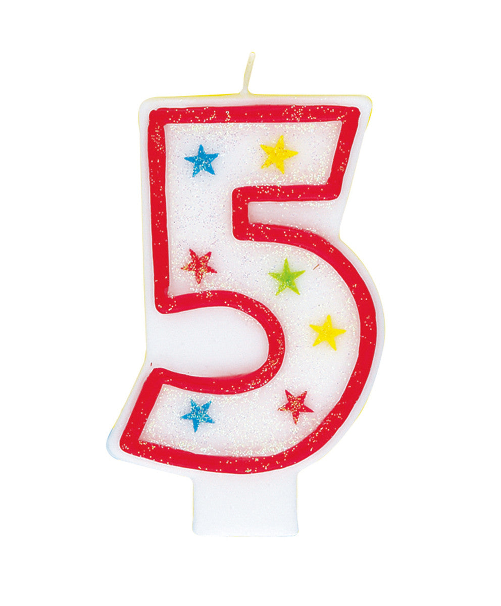 Numeral Candle with Happy Birthday Cake Topper - 5