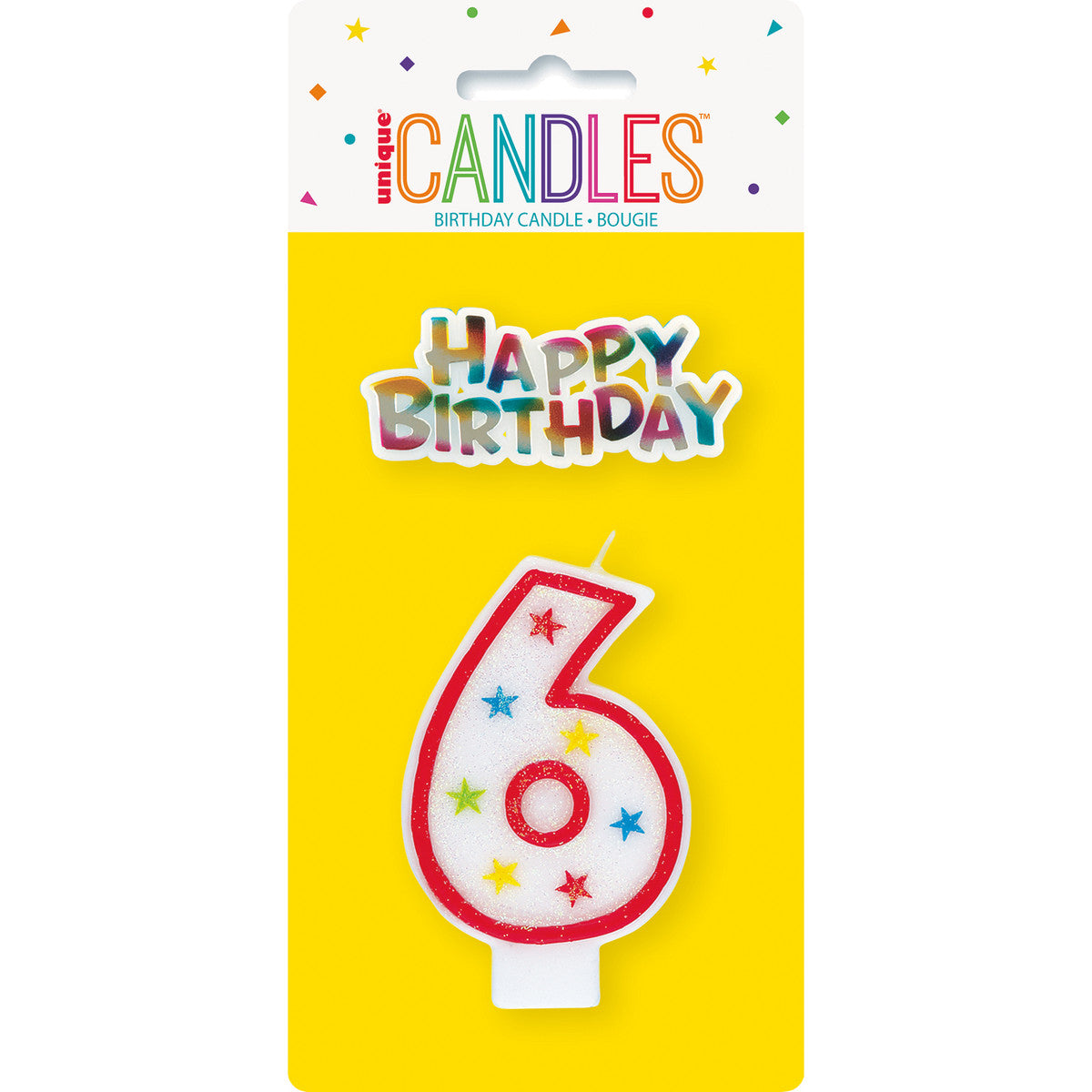 Numeral Candle with Happy Birthday Cake Topper - 6