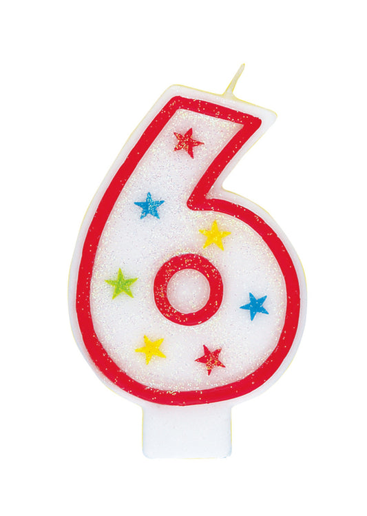 Numeral Candle with Happy Birthday Cake Topper - 6