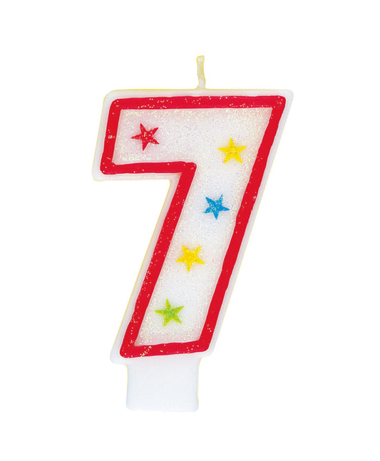 Numeral Candle with Happy Birthday Cake Topper - 7