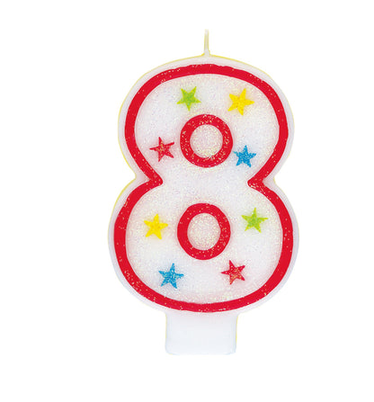 Numeral Candle with Happy Birthday Cake Topper - 8