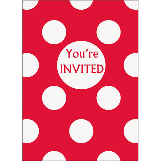 Ruby Red Dots Invitations (Pack of 8)