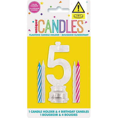 Flashing Birthday Candle Holder - 5 (pack of 5)