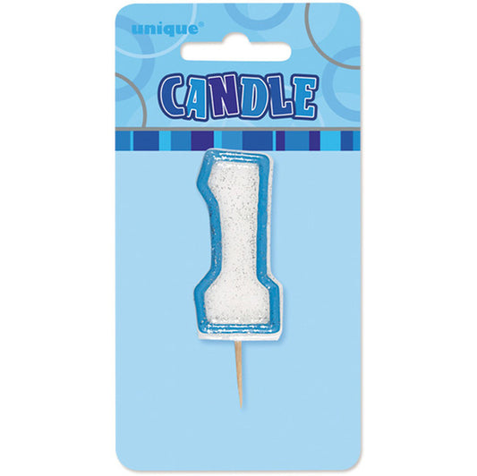 Glitz Blue Numeral Pick Candle - 1