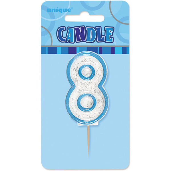 Glitz Blue Numeral Pick Candle - 8