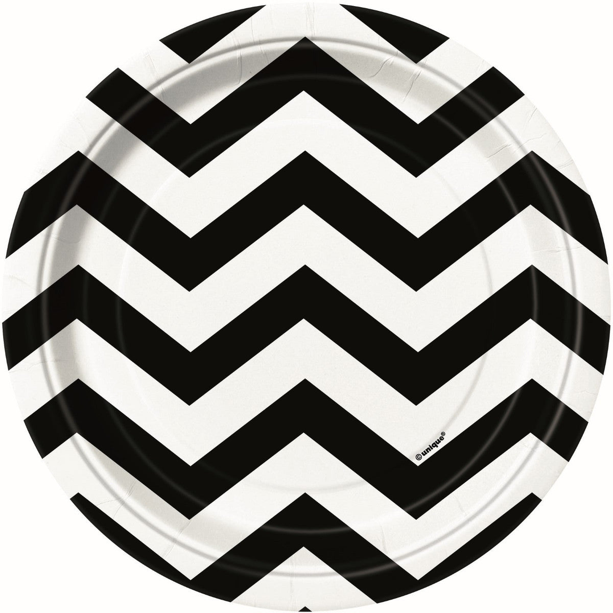 Chevron Midnight Black Paper Plates 18cm (Pack of 8)