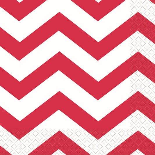 Chevron Ruby Red Beverage Napkins (Pack of 16)