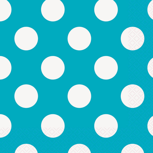 Dots Caribbean Teal Beverage Napkins (Pack of 16)