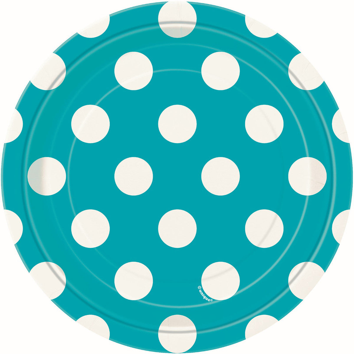 Dots Caribbean Teal Paper Plates 18cm (Pack of 8)