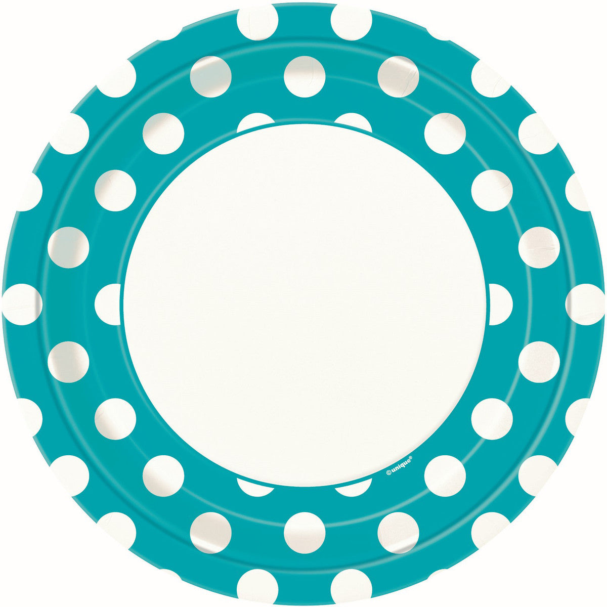 Dots Caribbean Teal Paper Plates 23cm (Pack of 8)