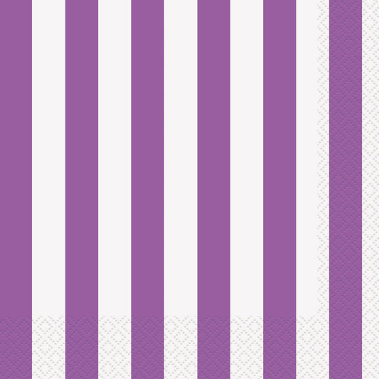 Stripes Pretty Purple Beverage Napkins (Pack of 16)