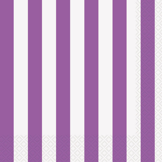 Stripes Pretty Purple Luncheon Napkins (Pack of 16)