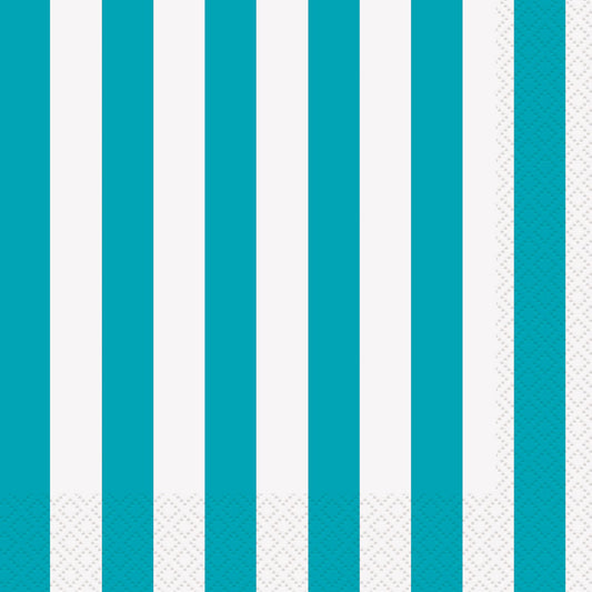 Stripes Caribbean Teal Beverage Napkins (Pack of 16)