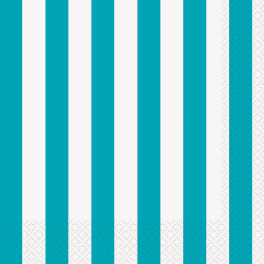 Stripes Caribbean Teal Luncheon Napkins (Pack of 16)