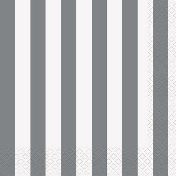 Stripes Silver Luncheon Napkins (Pack of 16)