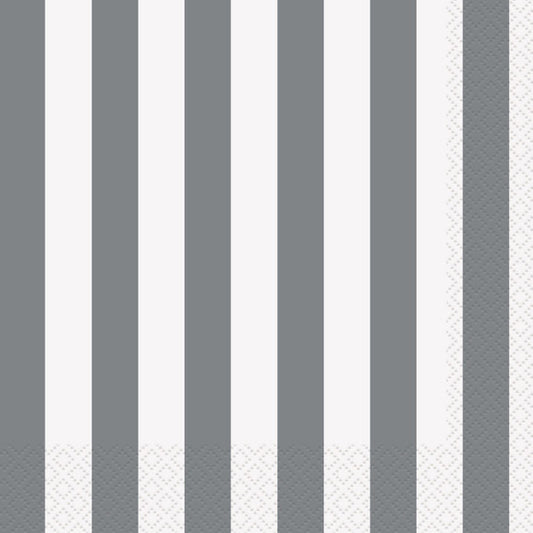 Stripes Silver Luncheon Napkins (Pack of 16)