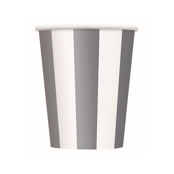 Stripes Silver Paper Cups 335ml (Pack of 8)