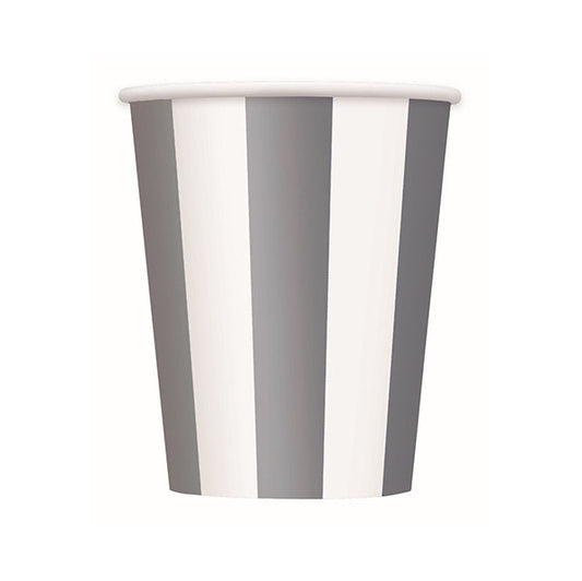 Stripes Silver Paper Cups 335ml (Pack of 8)