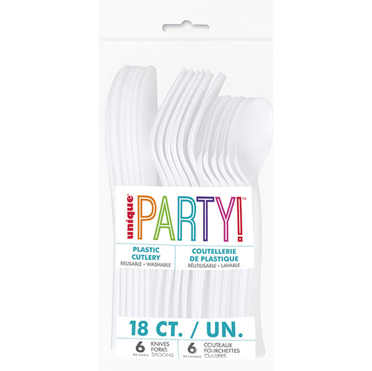 White Assorted Cutlery (Pack of 18)