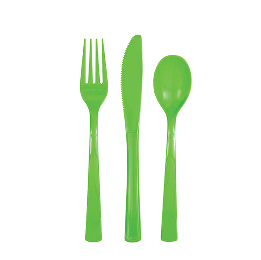 Lime Green Assorted Cutlery (Pack of 18)