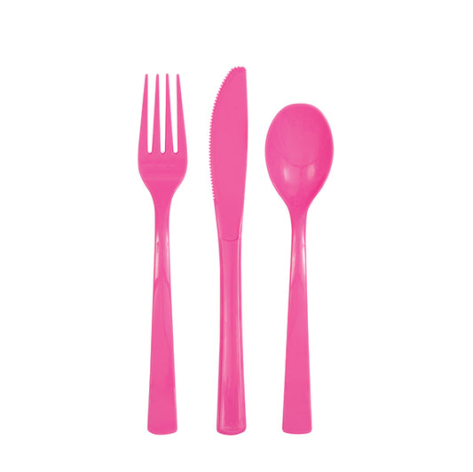 Hot Pink Assorted Cutlery (Pack of 18)