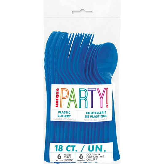 Royal Blue Assorted Cutlery (Pack of 18)