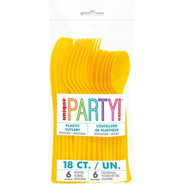 Sunflower Yellow Assorted Cutlery (Pack of 18)