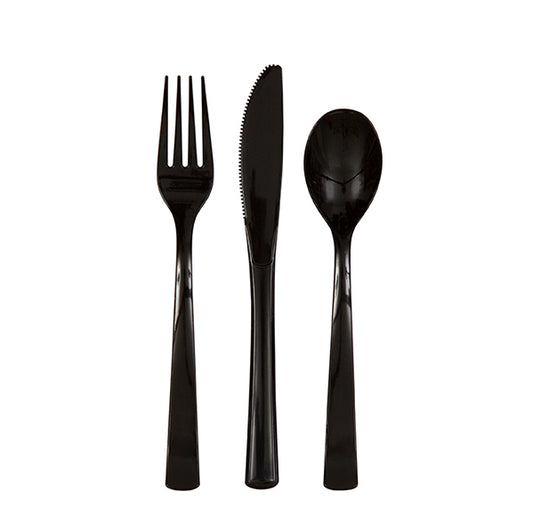 Midnight Black Assorted Cutlery (Pack of 18)