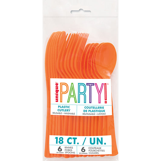 Pumpkin Orange Assorted Cutlery (Pack of 18)