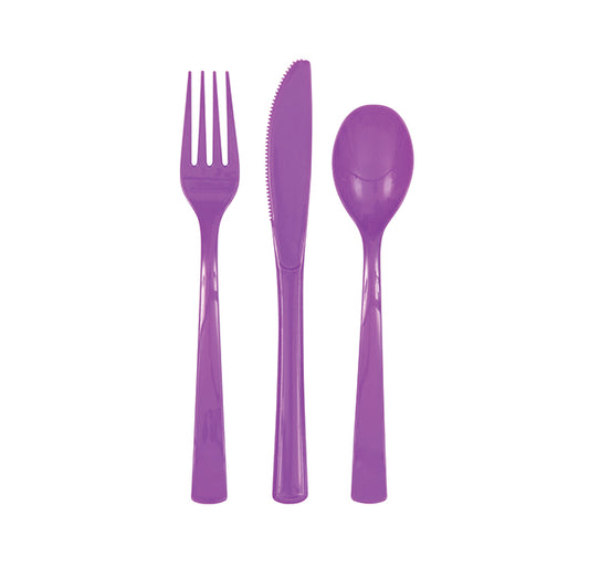 Pretty Purple Assorted Cutlery (Pack of 18)