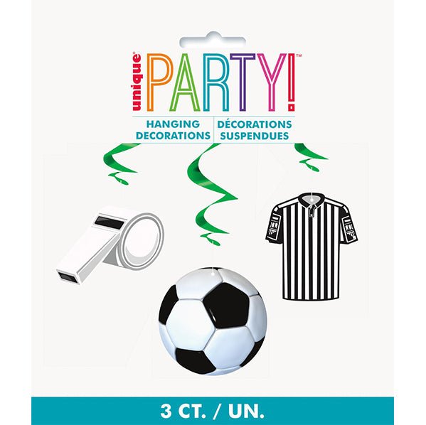 3D Soccer Hanging Swirl Decorations (Pack of 3) - The Party Marketplace