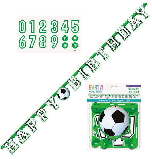 3D Soccer "Happy Birthday" Jointed Banner Kit - Add Age (7ft) - The Party Marketplace