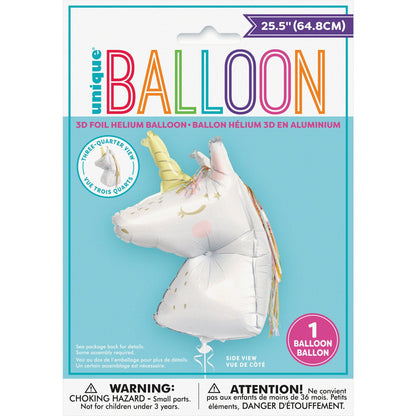 3D Unicorn Foil Balloon 64.8cm - The Party Marketplace