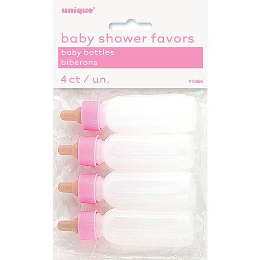 4 Baby Bottles - Pink - The Party Marketplace