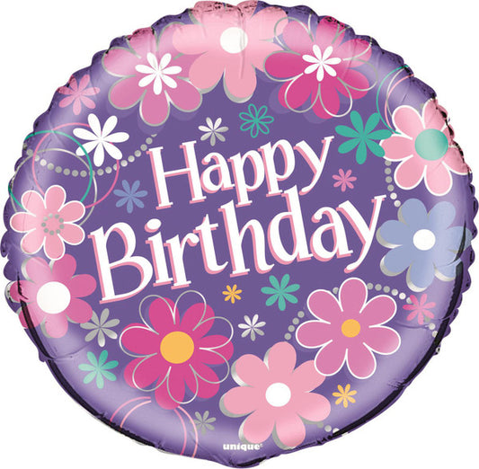 Birthday Blossom Foil Balloon 45cm