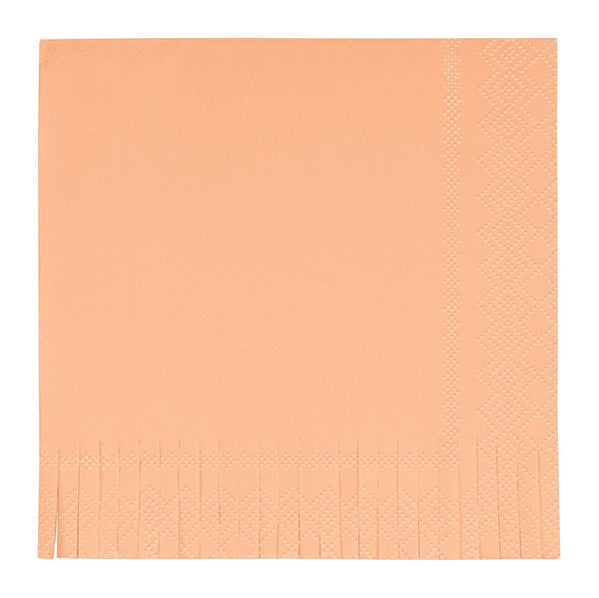 Boho Peach Fringe Luncheon Napkins (Pack of 16)