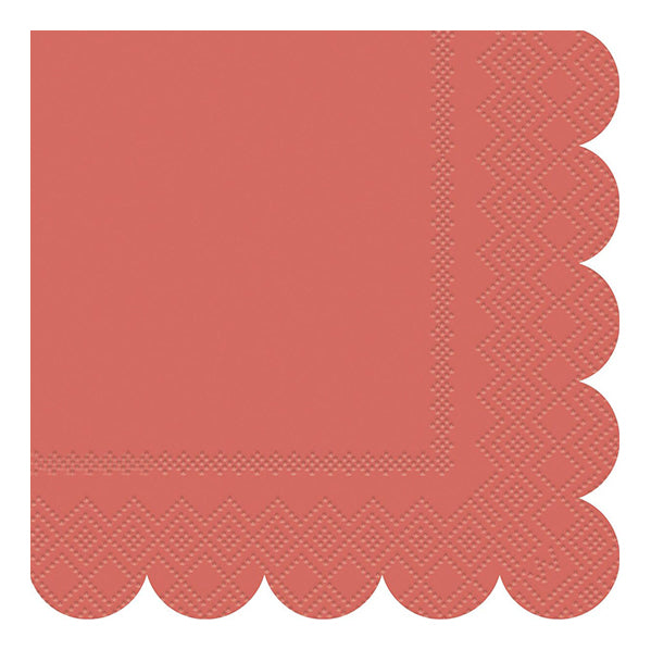 Boho Coral Scalloped Edge Luncheon Napkins (Pack of 16)