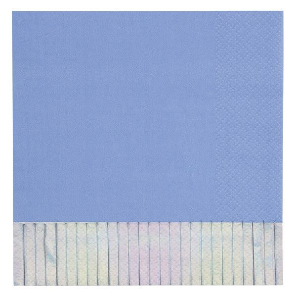 Periwinkle Luncheon Napkins With Iridescent Foil Fringe (Pack of 16)