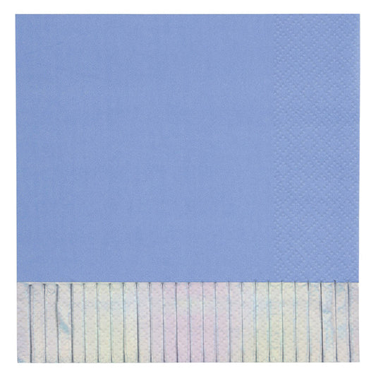 Periwinkle Luncheon Napkins With Iridescent Foil Fringe (Pack of 16)