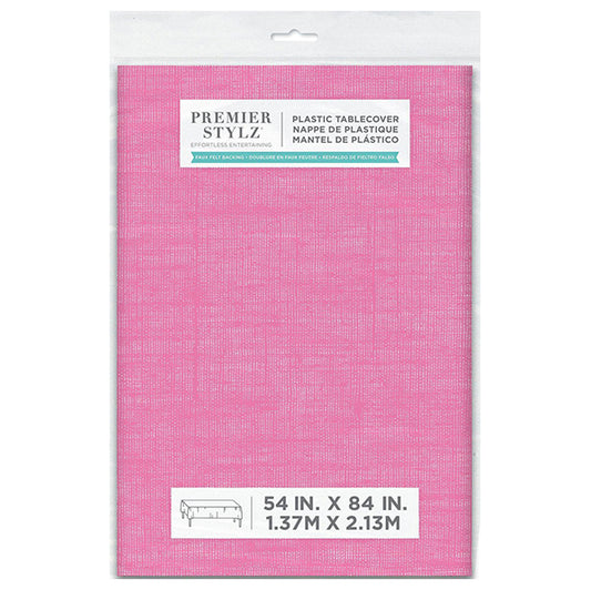 Peony Pink Flannel Backing Plastic Tablecover 137cm x 213cm