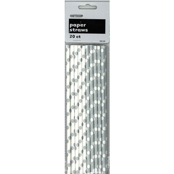 Dots Silver Paper Straws (Pack of 20)